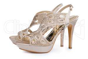 Elegant female stiletto shoes with rhinestones