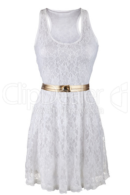 White lace dress with golden belt