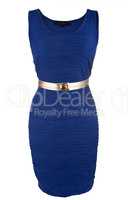 Simple blue dress with golden belt