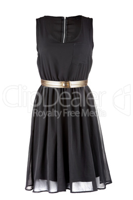 Little black dress with golden belt