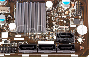 Electronic collection - digital components on computer mainboard