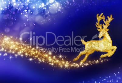 Christmas fantasy with golden reindeer