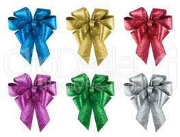 Set of nice gift bows in 6 different colours