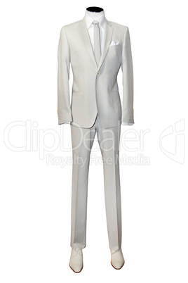 Beige suite on mannequin isolated on white