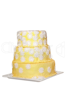 Elegant wedding cake with white flowers