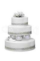 Elegant wedding cake with doves in love