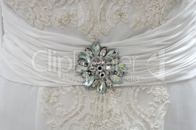 Wedding dress detail with rhinestones
