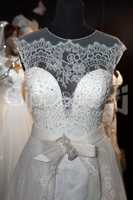 Wedding dress made of lace on a mannequin