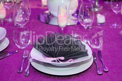 Detail of a wedding dinner setting