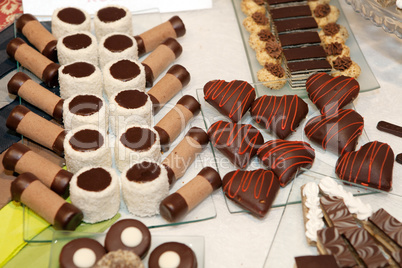 Diversity of pastry with chocolate