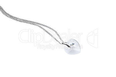 Heart shaped diamond necklace isolated on white
