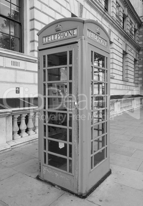 Black and white Red phone box in London