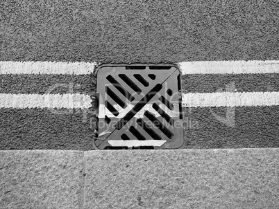 Black and white Manhole detail