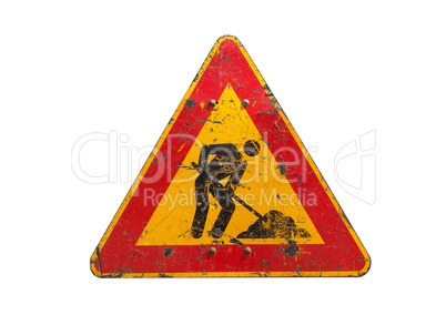 Road works sign isolated