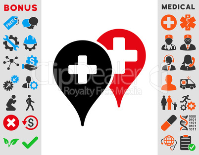 Medical Map Markers Icon