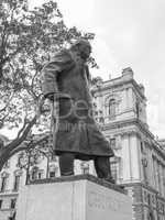 Black and white Churchill statue in London