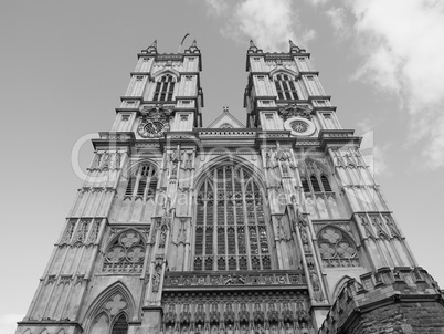 Black and white Westminster Abbey in London