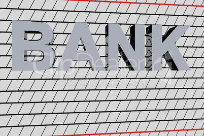 House facade with silver lettering "BANK"