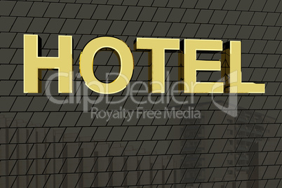 House facade with golden lettering "HOTEL"