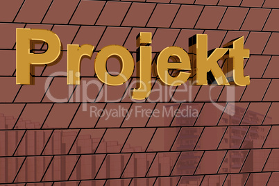 House facade with golden lettering "project"