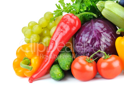 fruits and vegetables isolated on white background