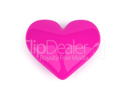 pink heart lying on the white background