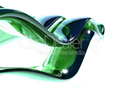 3d green glass waves