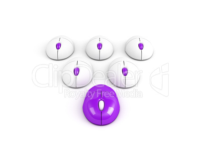 violet leading computer mouse leadership concept