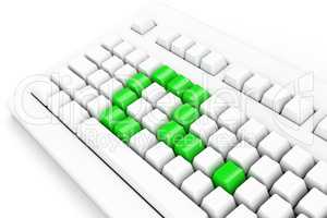 keyboard with green question-mark