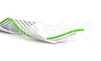 green leading cable rotated