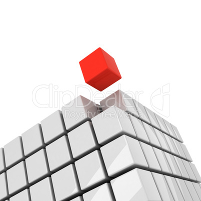red cube getting detached concept