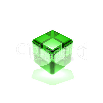 green glass cube rotated