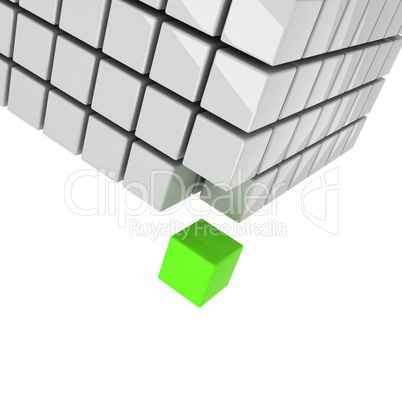 green cube getting detached concept