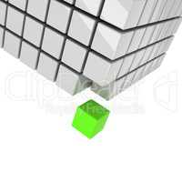 green cube getting detached concept