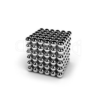 magnetic metal spheres over white