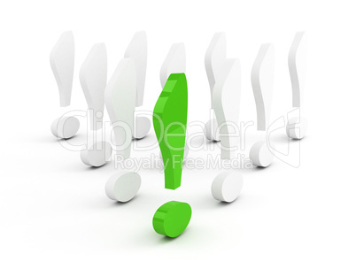 green exclamation mark leadership concept over white background