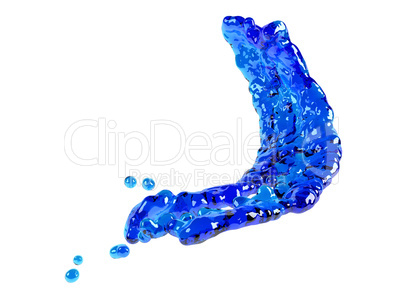 blue liquid over white background