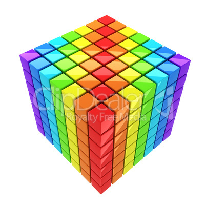 rainbow-colored cube isolated over white background spectrum
