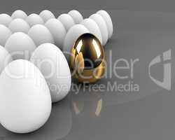 golden egg concept out of the crowd over grey background