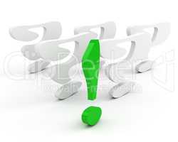 green exclamation mark. leadership concept