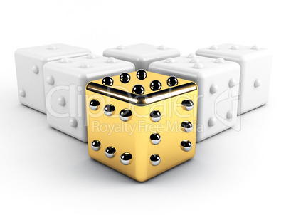 gold winning dice leadership concept