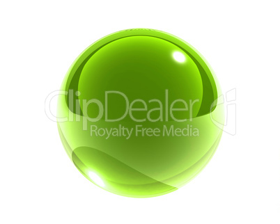 bright green glass sphere isolated