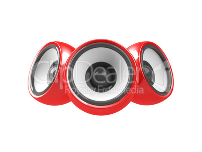red audio system isolated on the white background