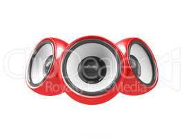 red audio system isolated on the white background