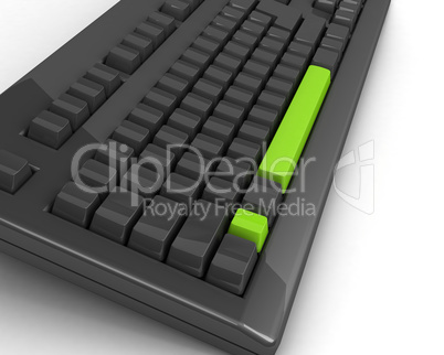 keyboard with bright green exclamation mark