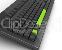 keyboard with bright green exclamation mark