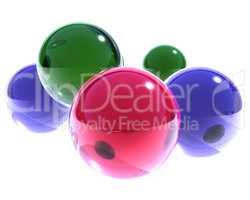 5 glass spheres