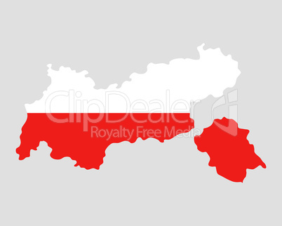 Karte und Fahne von Tirol Karte und Fahne von Tirol