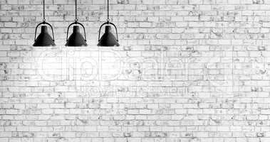 Brick wall with lamps background