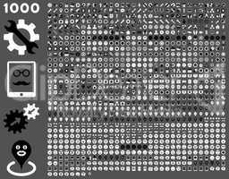 1000 tools, gears, smiles, map markers, mobile icons